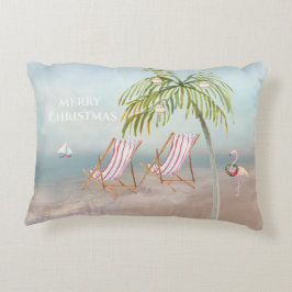 Schöne Weihnachten Strand Watercolor Dekokissen