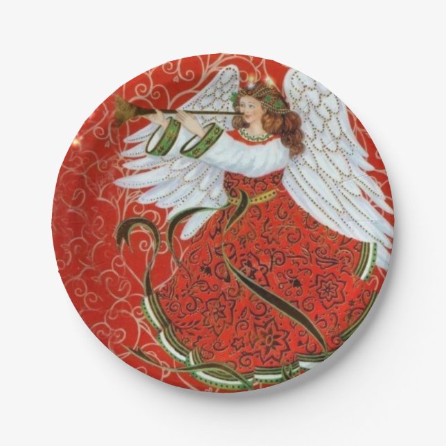 Schöne Weihnachts-Engel-Feier Pappteller (Vorderseite)