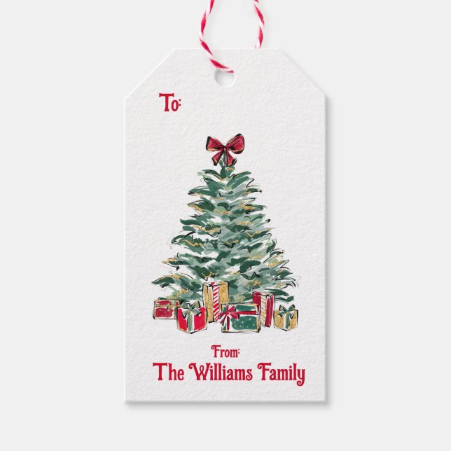 Schöne Weihnachtsbaum-Gift-Tags Geschenkanhänger (Vorderseite)