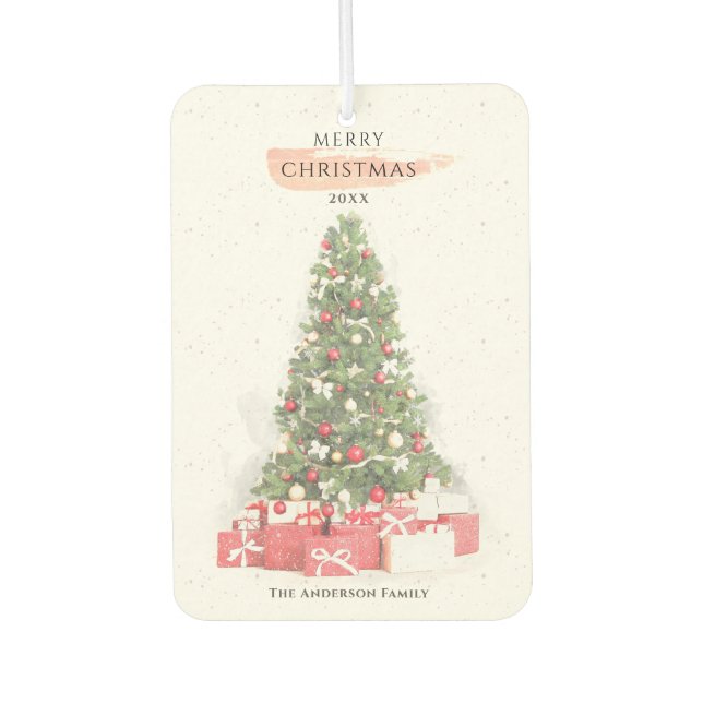 Schöne Weihnachtsbaum Wasserfarbener Urlaub Autolufterfrischer (Vorderseite)