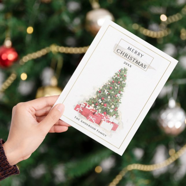 Schöne Weihnachtsbaum Wasserfarbener Urlaub Postkarte (Von Creator hochgeladen)