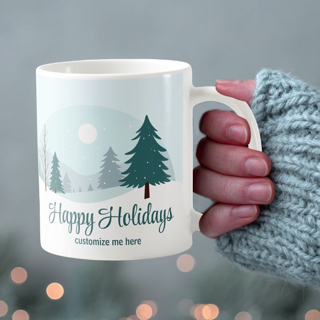 Schöne Weihnachtsbäume Personalisierter Winter Kaffeetasse (Von Creator hochgeladen)