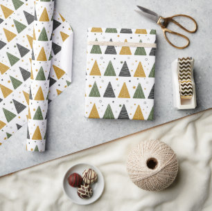 Schöne Weihnachtsbäume und Sterne Wrapping Paper Geschenkpapier
