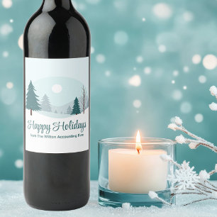 Schöne Weihnachtsbäume Winterurlaub Party Weinetikett