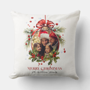 Schöne Weihnachtsbaumkugel Rahmen Familienfeiertag Kissen
