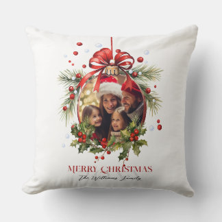 Schöne Weihnachtsbaumkugel Rahmen Familienfeiertag Kissen