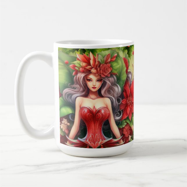 Schöne Weihnachtsdame-Tasse Kaffeetasse (Links)