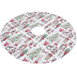 Schöne Weihnachtselemente Red Watercolor Polyester Weihnachtsbaumdecke