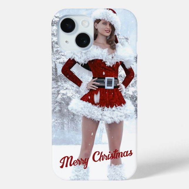 Schöne Weihnachtsfrau über den Winterschnee Case-Mate iPhone Hülle (Rückseite)