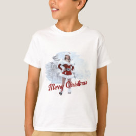 Schöne Weihnachtsfrau über den Winterschnee T-Shirt