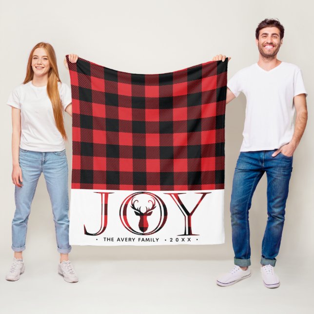 Schöne Weihnachtsfreude Kariert Personalisiert Fleecedecke (Beispiel)