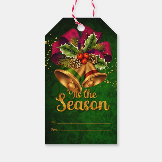 Schöne Weihnachtsglocken Green 'Dies ist die Jahre Geschenkanhänger (Vorderseite)