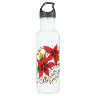Schöne Weihnachtsgrüße mit Weihnachtssternen Trinkflasche