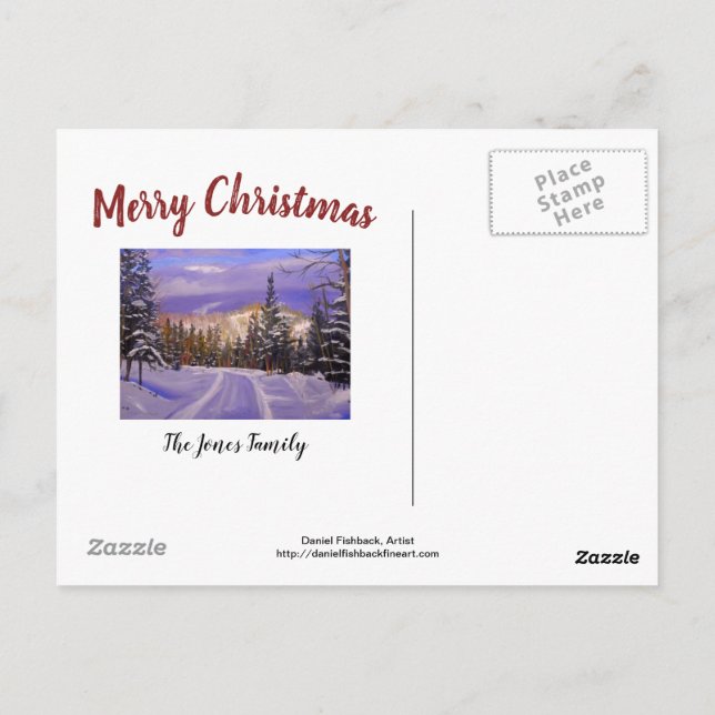 Schöne Weihnachtskarte mit Bergschnee Postkarte (Rückseite)