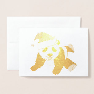 Schöne Weihnachtskarte Panda Bear Gold Foil Card Folienkarte