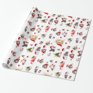 Schöne Weihnachtskätzchen 2 Faltpapier Geschenkpapier