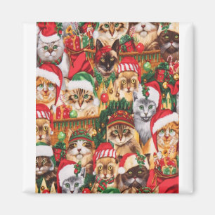 Schöne Weihnachtskatzenfamilie, Cat Glare Design Magnet