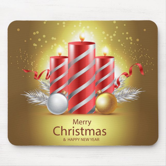 Schöne Weihnachtskerzen Mousepad (Vorne)