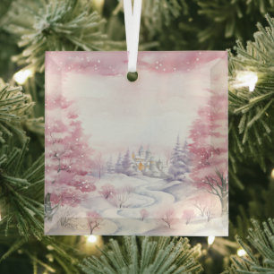 Schöne Weihnachtslandschaften in Pink Ornament Aus Glas