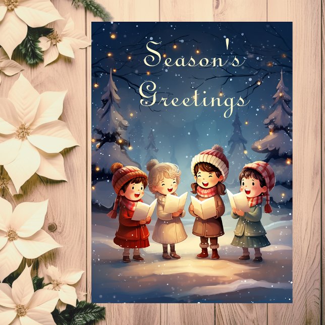 Schöne Weihnachtslieder Winternacht Feiertagskarte (Von Creator hochgeladen)