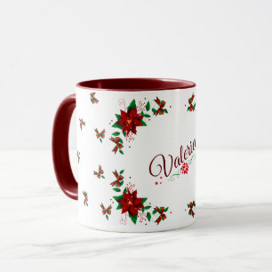 Schöne Weihnachtsroter Blume personalisierte Mug Tasse