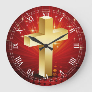 Schöne Weihnachtszeit mit Gold Cross Große Wanduhr