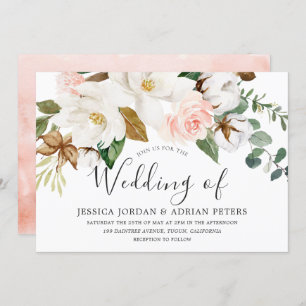 Schöne Weiß & Blütenblüte Ganzjährig Hochzeit Einladung