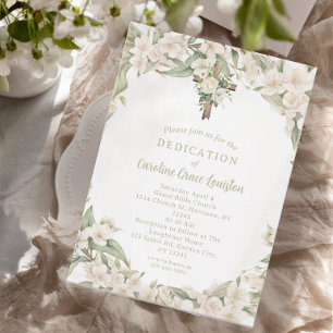 Schöne weiße Blume Christliche Dedication Einladung
