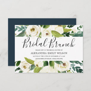 Schöne weiße Blume Grünes Brautparty Brunch Einladung