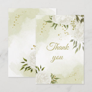 Schöne weiße Blume Grünpflanzen botanisch Dankeskarte