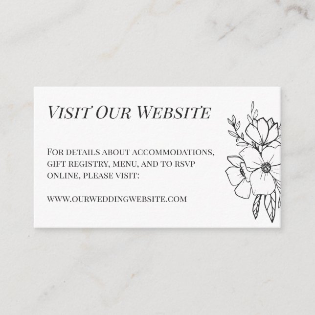 Schöne weiße Blume Hochzeitsdetails Begleitkarte (Vorderseite)