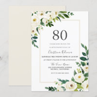 Schöne weiße Blume mit Frame 80. Geburtstag