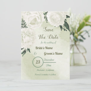 schöne weiße Blume mit grünen Blätter Save The Date