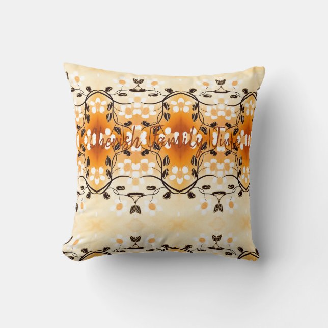 Schöne weiße Blume mit Honig und schwarzem Akzent Kissen (Vorderseite)