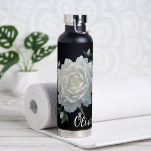 Schöne weiße Blume mit Namen Trinkflasche