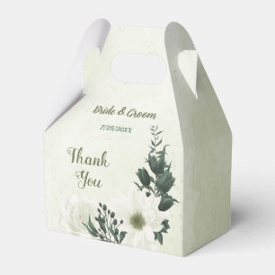 Schöne weiße Blumen grüne Blätter Hochzeit Geschenkschachtel