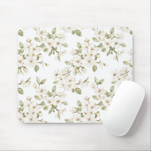 Schöne weiße Blumen Mousepad