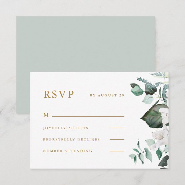 Schöne weiße Blumenkarte RSVP-Karte RSVP Karte (Vorne/Hinten)