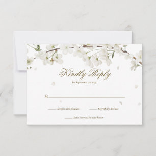 Schöne weiße Blüten-Hochzeit RSVP Karte