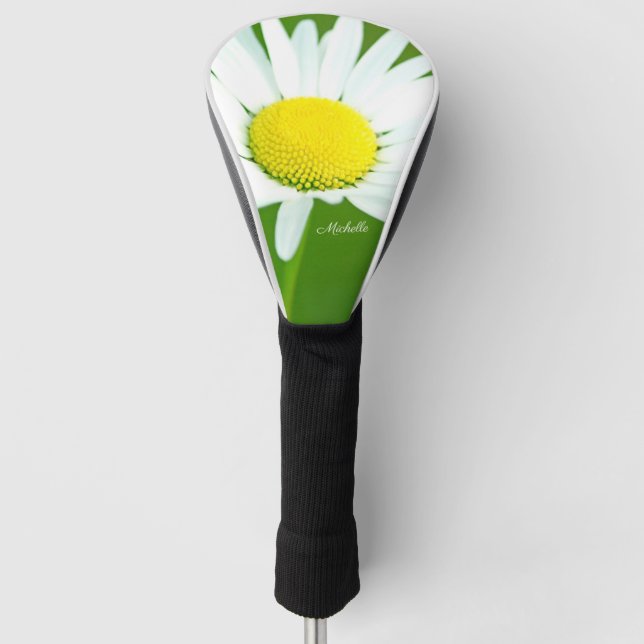 Schöne weiße Daisy Personalisiert Golf Headcover (Vorderseite)