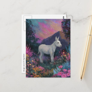 Schöne weiße Eselin bei Nacht Postkarte