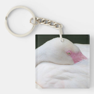 Schöne weiße Flamingo Schlüsselanhänger
