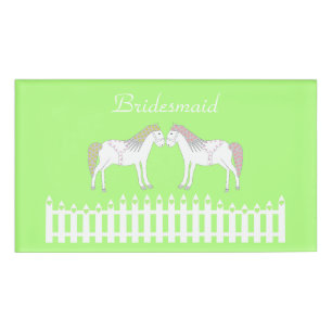 Schöne weiße Hochzeitspferde Custom Bridesmaid Namenschild