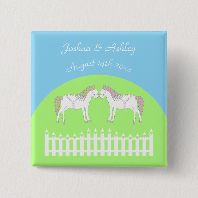 Schöne weiße Hochzeitspferde nach Maß Button (Vorderseite)