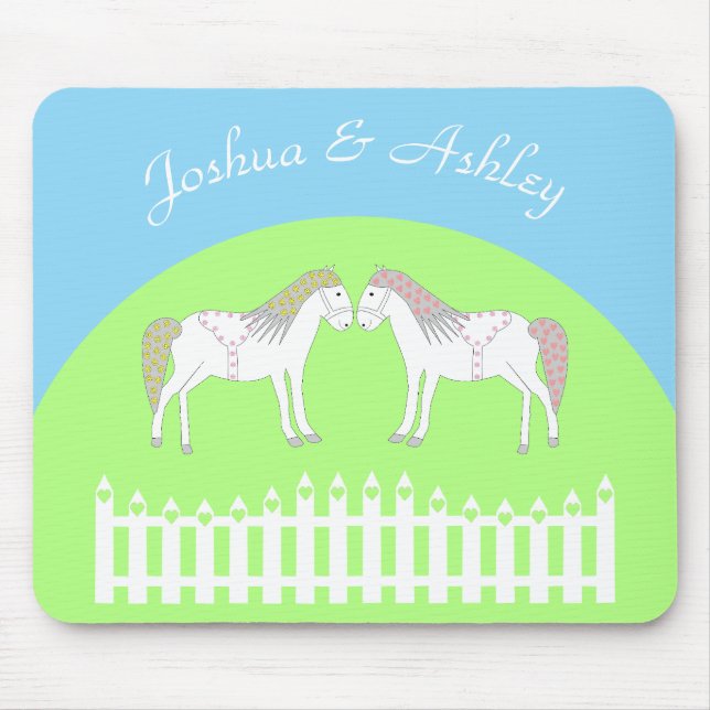 Schöne weiße Hochzeitspferde nach Maß Mousepad (Vorne)
