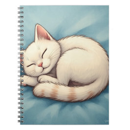 Schöne weiße Katze Blue Notebook-Abdeckung Notizblock