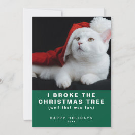 Schöne weiße Katze mit roter Weihnachtsmannmütze M Feiertagskarte