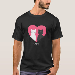 Schöne weiße Katze und schwarze Katze mit Liebe gl T-Shirt