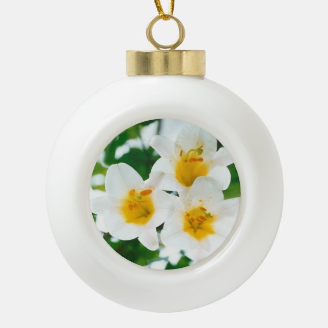 Schöne weiße Lilien - Lilium candidum Keramik Kugel-Ornament (Vorderseite)