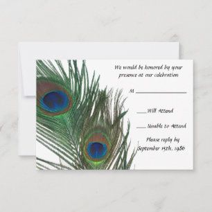 Schöne weiße Pfau-Hochzeits-RSVP RSVP Karte